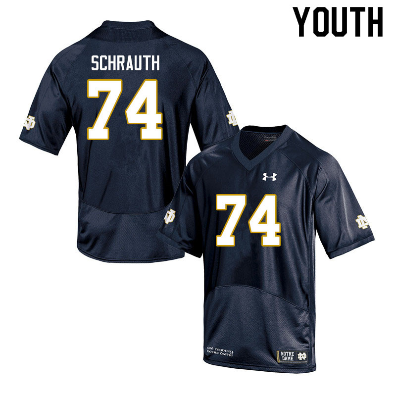Youth #74 Billy Schrauth Notre Dame Fighting Irish College Football Jerseys Sale-Navy - Click Image to Close